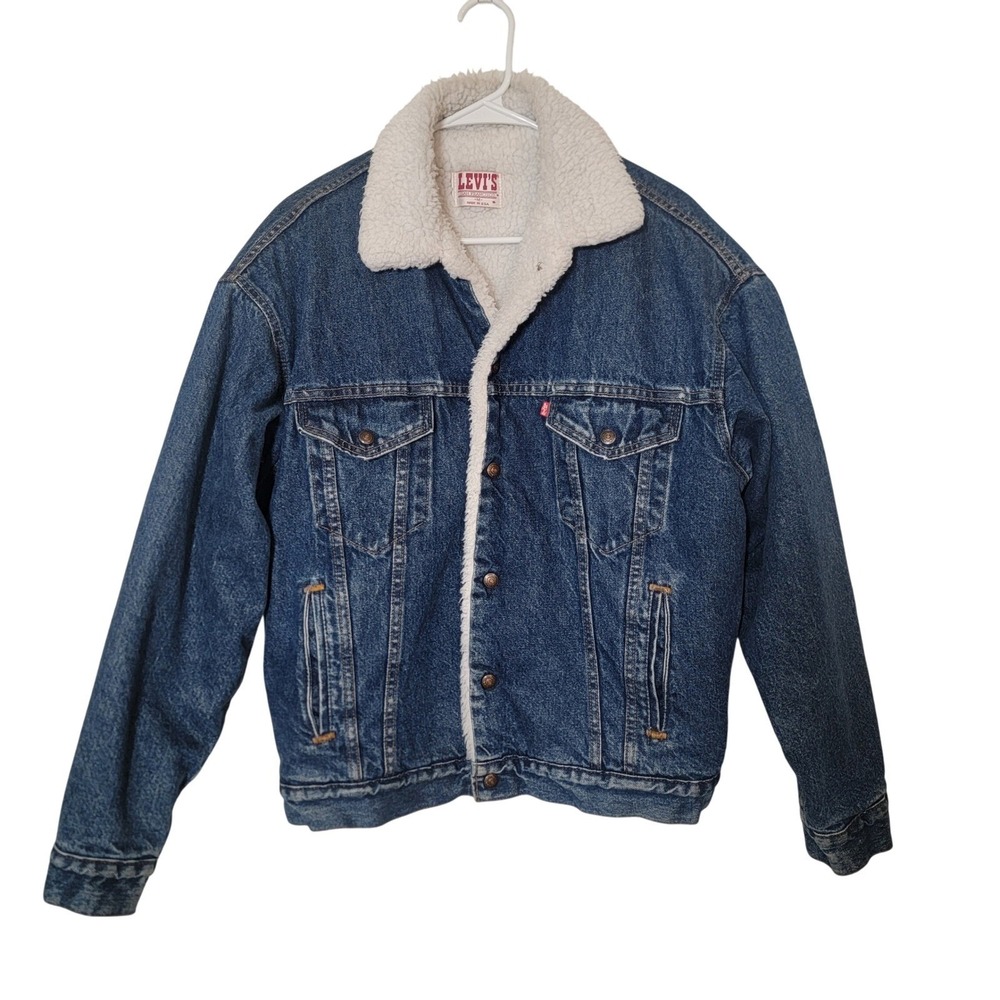 Vintage 90s Levi's Denim Trucker‎ Jacket Sherpa Lined Jean Jacket Winter Medium